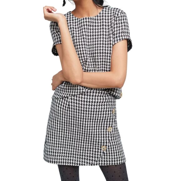 Maeve Anthropologie Townsend houndstooth mini skirt size 4 - Picture 1 of 13